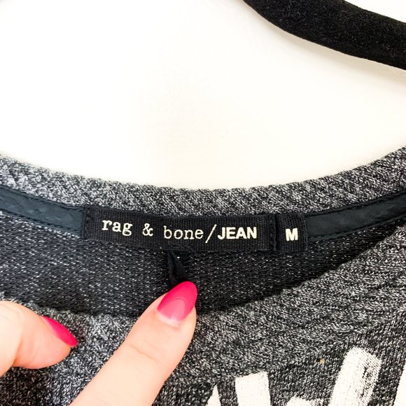 Rag & Bone Gray Graffiti Raglan Sweatshirt Medium - Picture 5 of 8